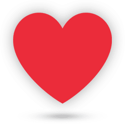 A large, solid red heart shape centered on a white background with a subtle shadow beneath it, symbolizing the care and compassion found at your local vet or animal hospital.