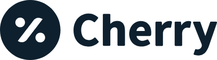Logo with a dark circle containing a white percentage symbol, followed by the word "Cherry" in bold, dark text.